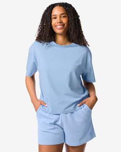 HEMA Dames T-shirt boxy fit lichtblauw (lichtblauw)