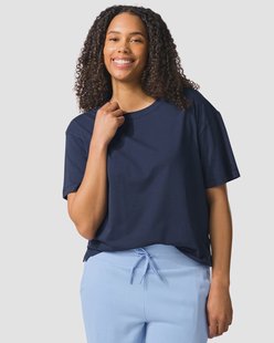 HEMA Dames T-shirt boxy fit donkerblauw (donkerblauw)