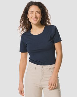HEMA Dames T-shirt slim fit o-hals donkerblauw (donkerblauw)