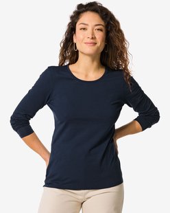 HEMA Dames T-shirt slim fit o-hals donkerblauw (donkerblauw)