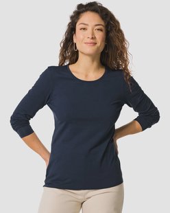 HEMA Dames T-shirt slim fit o-hals donkerblauw (donkerblauw)