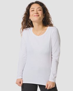 HEMA Dames T-shirt slim fit o-hals wit (wit)