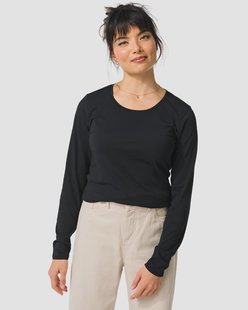 HEMA Dames T-shirt slim fit o-hals zwart (zwart)