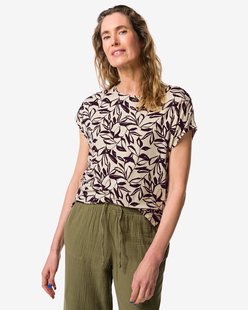 HEMA Dames T-shirt Amelie jersey bladeren zand (zand)
