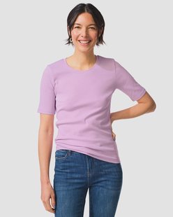 HEMA Dames T-shirt Clara regular fit rib lila (lila)