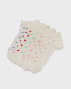 HEMA Dames enkelsokken hartjes - 5 paar beige (beige)