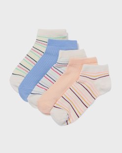 HEMA Dames enkelsokken rib strepen - 5 paar multicolor (multicolor)