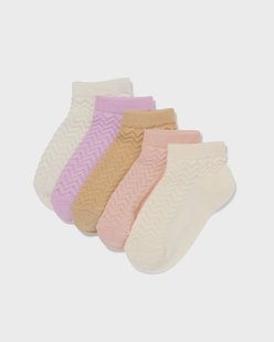 HEMA Kinder enkelsokken zigzag - 5 paar oudroze (oudroze)