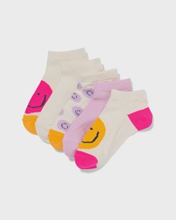 HEMA Kinder enkelsokken gezichtjes - 5 paar beige (beige)