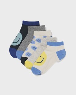 HEMA Kinder enkelsokken gezichtjes - 5 paar beige (beige)