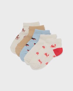 HEMA Kinder enkelsokken zeedieren - 5 paar beige (beige)
