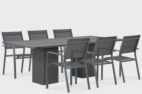 Lifestyle Sella/Graniet 220 cm dining tuinset 7-delig