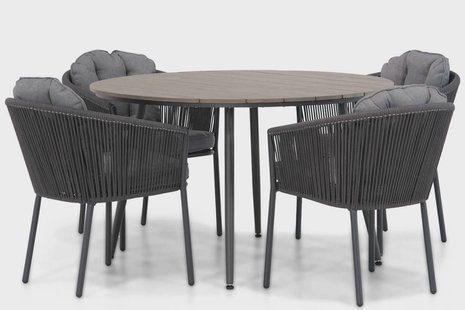 Santika Novita/Matale 125 cm rond dining tuinset 5-delig