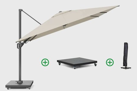 Platinum Challenger zweefparasol 3x3m T2 premium  (incl. voet en hoes) champagne