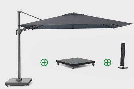 Platinum Challenger zweefparasol 2.6x3.5m T2 premium (incl. voet en hoes) faded black
