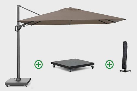 Platinum Challenger zweefparasol 2.6x3.5m T2 premium (incl. voet en hoes) havana