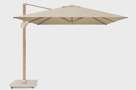 Platinum Challenger zweefparasol 4x3m T1 premium (excl. voet) teak look frame/Champagne