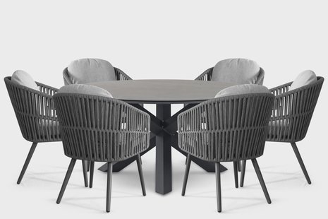 Santika Marani/Xento 150 cm dining tuinset 7-delig