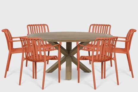 Domani Alba/Sand City 160 cm dining tuinset 7-delig