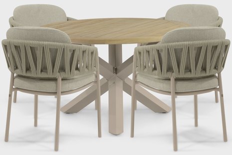 4 Seasons Outdoor Calma/Rockville 120 cm dining tuinset 5-delig