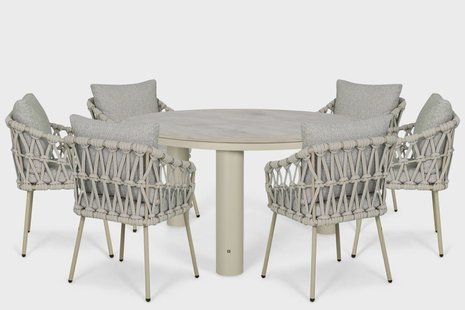 Coco Oliva/Arancia 150 cm dining tuinset 7-delig