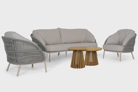 Santika Pebble/Fungo 45/55 cm stoel-bank loungeset 5-delig