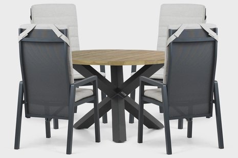 Lifestyle Vivaro/Rockville 120 cm dining tuinset 5-delig