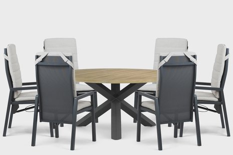 Lifestyle Vivaro/Rockville 160 cm dining tuinset 7-delig