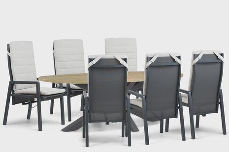 Lifestyle Vivaro/Brookline 240x120 cm dining tuinset 7-delig