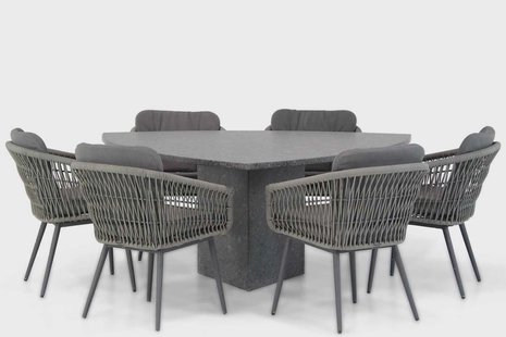 Lifestyle Western/Graniet 170 cm triangel dining tuinset 7-delig