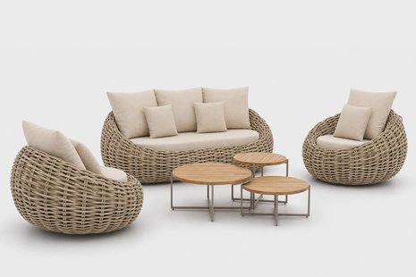 Apple Bee Cocoon/Monaco 45/60/75 cm stoel-bank loungeset 6-delig