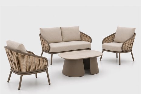 Apple Bee Pine Key/Miyoura stoel-bank loungeset 4-delig
