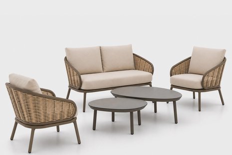 Apple Bee Pine Key/Livo stoel-bank loungeset 5-delig