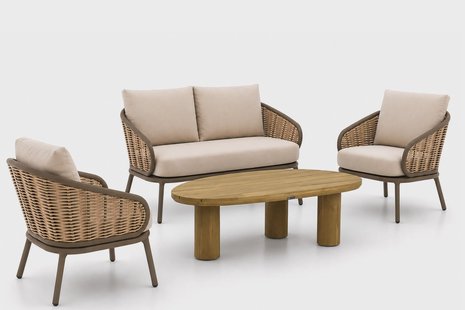 Apple Bee Pine Key/Riah 135 cm stoel-bank loungeset 4-delig