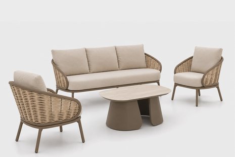 Apple Bee Pine Key/Miyoura stoel-bank loungeset 4-delig