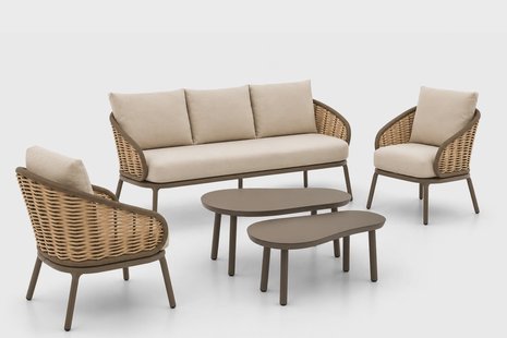 Apple Bee Pine Key/Livo stoel-bank loungeset 5-delig