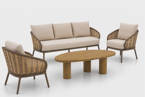 Apple Bee Pine Key/Riah 135 cm stoel-bank loungeset 4-delig