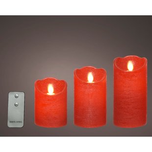 Led Waving Kaars Wax Wave Top Bo Binnen Mix Rood H.15cm 3 maten