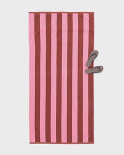 HEMA Strandlaken 90x180cm velours strepen (bruin)