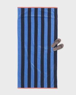 HEMA Strandlaken 90x180cm velours strepen (blauw)