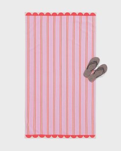 HEMA Kinderstrandlaken 80x140cm velours strepen (roze)