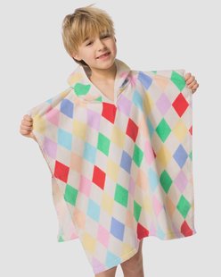 HEMA Kinderponcho 60x60cm velours circus (multicolor)