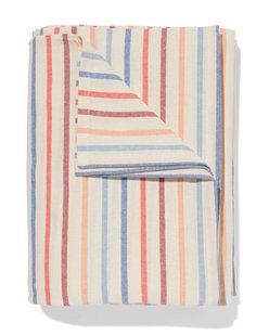 HEMA Tafelkleed XL 320x145cm katoen strepen blauw-terra (multicolor)
