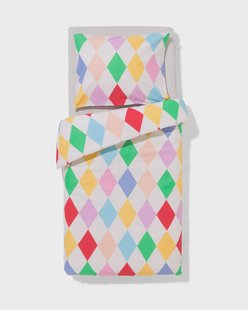HEMA Peuterdekbedovertrek 120x150cm zacht katoen ruiten met poppenslaapzakje (multi)
