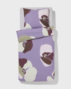 HEMA Dekbedovertrek 140x200/220cm zacht katoen bloemen (paars)