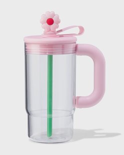 HEMA Drinkfles 720ml met rietje bloem