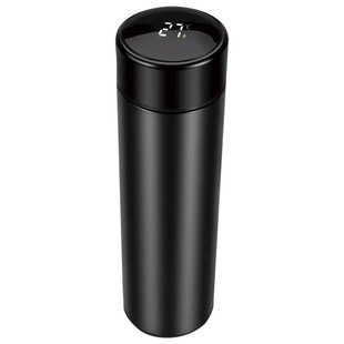 Thermosfles Rvs Zwart 450 Ml Met Thermometer En Theefilter