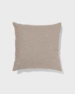 HEMA Kussen 40x40cm katoen bloemen borduursel (taupe)