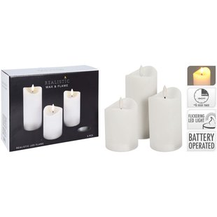 Led Kaars Set Van 3 Wit