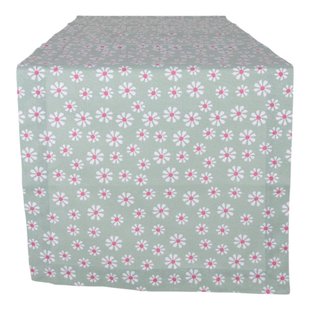 Daisy Flowers Tafelloper Groen 50x140 Cm